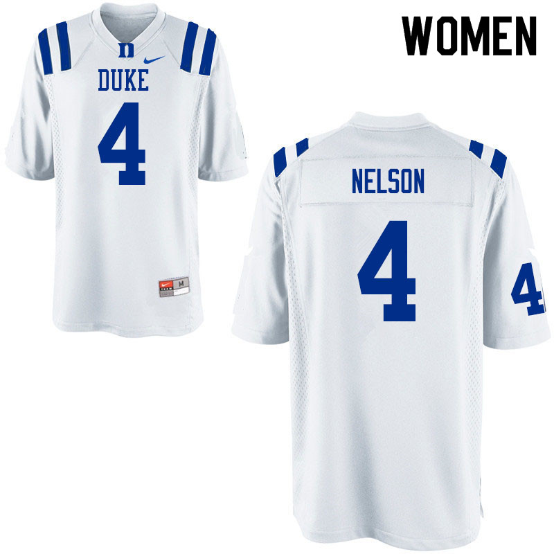Women #4 Robert Nelson Duke Blue Devils College Football Jerseys Sale-White